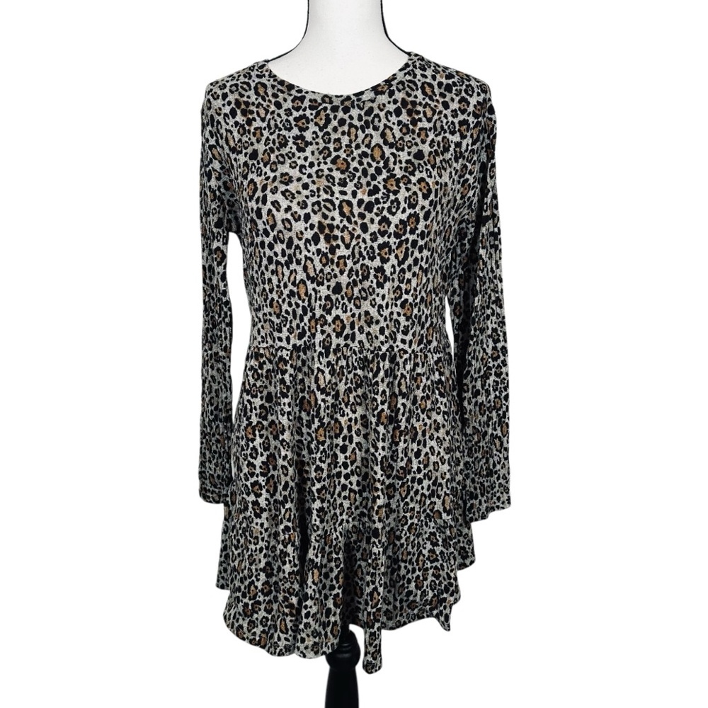 Zara Leopard Long Sleeve Knit Dress - Picture 1 of 5